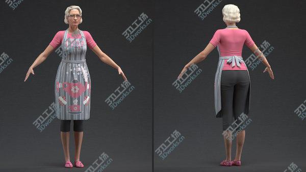 images/goods_img/20210312/3D Elderly Woman in Kitchen Apron T Pose/5.jpg